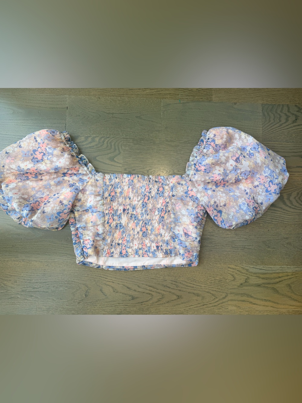 Astr Pastel Floral Smocked Top in Pink & Blue